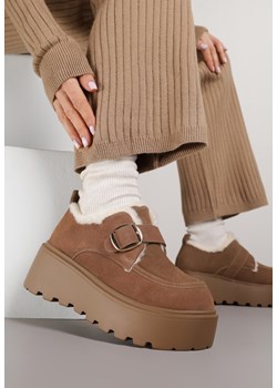 Brązowe Śniegowce na Platformie z Paskiem ze Sprzączką i Futrem Unweda ze sklepu renee.pl w kategorii Śniegowce damskie - zdjęcie 187396184