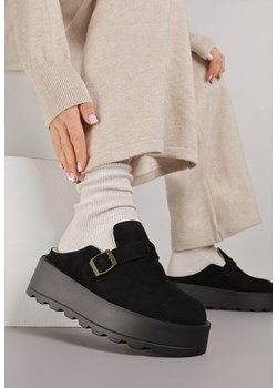 Czarne Śniegowce na Grubej Podeszwie z Niską Cholewką i Ozdobną Klamerką Vetibela ze sklepu renee.pl w kategorii Śniegowce damskie - zdjęcie 187396191