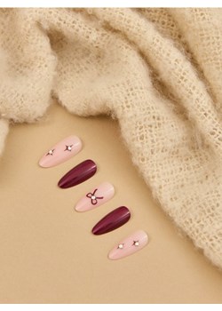 Sinsay - Sztuczne paznokcie migdałki z cyrkoniami - bordowy ze sklepu Sinsay w kategorii Sztuczne paznokcie - zdjęcie 187396721
