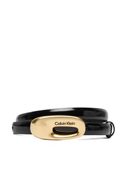 Calvin Klein Pasek Damski Oval Buckle Shiny Strap 15Mm LV04F7064G Czarny ze sklepu MODIVO w kategorii Paski damskie - zdjęcie 187397214