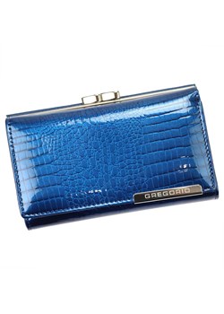Gregorio portmonetka skóra naturalna niebieski lakierowana skóra węża - ze sklepu lenaodniemowlakadoszkolniaka.pl w kategorii Portfele damskie - zdjęcie 187465620