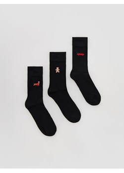 Reserved - 3 pack skarpet ze świątecznym motywem - czarny ze sklepu Reserved w kategorii Skarpetki męskie - zdjęcie 187470420