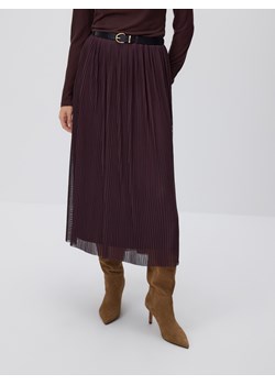 Reserved - Plisowana spódnica z paskiem - ciemnofioletowy ze sklepu Reserved w kategorii Spódnice - zdjęcie 187470593