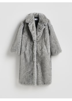 Reserved - Płaszcz z imitacji futra - jasnoszary ze sklepu Reserved w kategorii Futra damskie - zdjęcie 187470623
