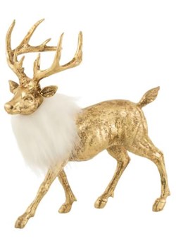 J Line Figurka dekoracyjna &quot;Reindeer&quot; w kolorze złoto-białym - 21 x 22,5 x 10 cm ze sklepu Limango Polska w kategorii Dekoracje - zdjęcie 187471780