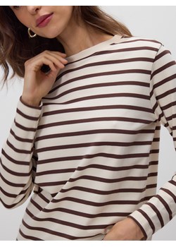 Reserved - Longsleeve z merceryzowanej bawełny - brązowy ze sklepu Reserved w kategorii Bluzki damskie - zdjęcie 187472891