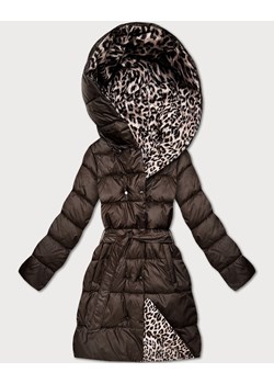 Dwustronna kurtka zimowa plus size czekoladowa/panterka (M6-6008-103) ze sklepu goodlookin.pl w kategorii Kurtki damskie - zdjęcie 187473843