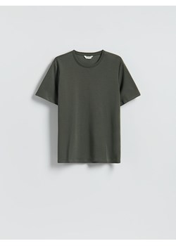 Reserved - Gładki t-shirt regular fit - ciemnozielony ze sklepu Reserved w kategorii T-shirty męskie - zdjęcie 187474071