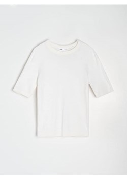 Sinsay - Swetrowa bluzka z krótkim rękawem - kremowy ze sklepu Sinsay w kategorii Bluzki damskie - zdjęcie 187474913