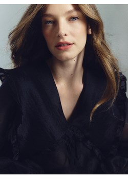 Reserved - Bluzka z ozdobnym kołnierzem - czarny ze sklepu Reserved w kategorii Bluzki damskie - zdjęcie 187476254