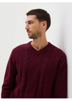Reserved - Strukturalny sweter z wełną - bordowy ze sklepu Reserved w kategorii Swetry męskie - zdjęcie 187478862