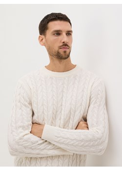 Reserved - Wełniany sweter o warkoczowym splocie - złamana biel ze sklepu Reserved w kategorii Swetry męskie - zdjęcie 187478870