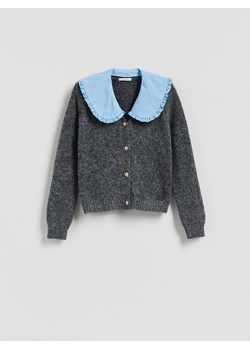 Reserved - Kardigan z kołnierzykiem - szary ze sklepu Reserved w kategorii Swetry damskie - zdjęcie 187478884