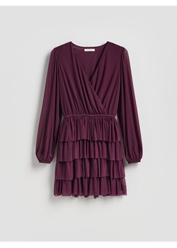 Reserved - Sukienka mini w groszki - ciemnofioletowy ze sklepu Reserved w kategorii Sukienki - zdjęcie 187478892