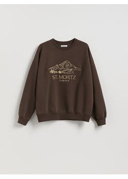 Reserved - Bluza z haftem - ciemnobrązowy ze sklepu Reserved w kategorii Bluzy damskie - zdjęcie 187478932