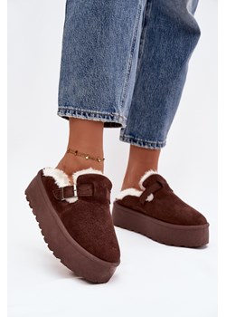 Damskie Śniegowce Na Platformie Z Futerkiem I Klamrą Czekoladowe Jessina ze sklepu ZAZOO w kategorii Śniegowce damskie - zdjęcie 187479553