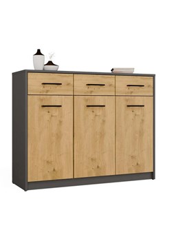 Nowoczesna komoda z 3 szufladami dąb artisan+antracyt M5-R46 ze sklepu Edinos.pl w kategorii Komody - zdjęcie 187480353