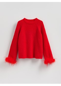 Reserved - Sweter z ozdobnym detalem - czerwony ze sklepu Reserved w kategorii Swetry damskie - zdjęcie 187482082