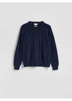 Reserved - Strukturalny sweter z wełną - granatowy ze sklepu Reserved w kategorii Swetry męskie - zdjęcie 187482281