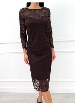 Czekoladowa Koronkowa Sukienka ze sklepu ModnaKiecka.pl w kategorii Sukienki - zdjęcie 187482652