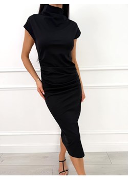 Czarna Elegancka Sukienka ze Stójką ze sklepu ModnaKiecka.pl w kategorii Sukienki - zdjęcie 187482683