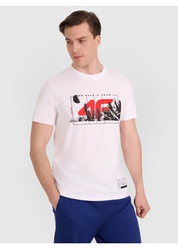Męski t-shirt z nadrukiem 4F 4FRAW25TTSHM3298 - biały ze sklepu Sportstylestory.com w kategorii T-shirty męskie - zdjęcie 187483643