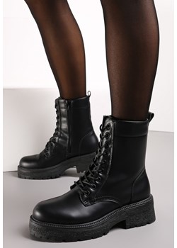 Czarne Botki za Kostkę na Grubej Podeszwie Lumine ze sklepu born2be.pl w kategorii Workery damskie - zdjęcie 187484400