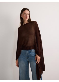 Reserved - Asymetryczne ponczo - ciemnobrązowy ze sklepu Reserved w kategorii Poncza - zdjęcie 187484493
