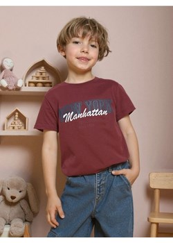 Sinsay - Bawełniana koszulka z napisem - bordowy ze sklepu Sinsay w kategorii T-shirty chłopięce - zdjęcie 187484952