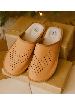 Skórzane męskie klapki domowe kapcie /E6-1 4832 S196/ ze sklepu Pantofelek24.pl w kategorii Kapcie męskie - zdjęcie 187484992