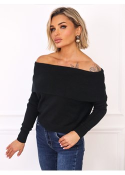 SWETER Z ODKRYTYMI RAMIONAMI- CZARNY ze sklepu olika.com.pl w kategorii Swetry damskie - zdjęcie 187485093