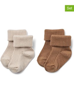 Wheat Wełniane skarpety (2 pary) w kolorze jasnobrązowym i beżowym ze sklepu Limango Polska w kategorii Skarpetki dziecięce - zdjęcie 187485632