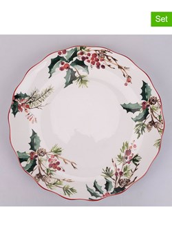Villa d´Este Talerze obiadowe (6 szt.) &quot;Vintage Xmas&quot; w kolorze białym ze wzorem - Ø 27 cm ze sklepu Limango Polska w kategorii Naczynia - zdjęcie 187487843