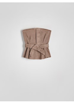 Reserved - Jeansowy top z wiązaniem - beżowy ze sklepu Reserved w kategorii Bluzki damskie - zdjęcie 187489731