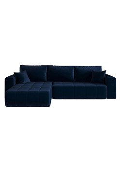 Granatowy welurowy narożnik w kształcie L T4-D16 ze sklepu Edinos.pl w kategorii Narożniki - zdjęcie 187491202