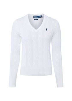 Polo Ralph Lauren Sweter damski z dzianiny Kobiety Bawełna biały jednolity ze sklepu vangraaf w kategorii Swetry damskie - zdjęcie 187491691