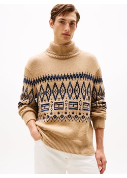 Tommy Hilfiger Męski wełniany sweter Mężczyźni wielbłądzi wzorzysty ze sklepu vangraaf w kategorii Swetry męskie - zdjęcie 187491710