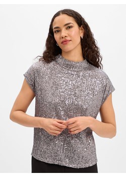 Ambiance Damska koszula z cekinami Kobiety Dzianina jasny szary jednolity ze sklepu vangraaf w kategorii Bluzki damskie - zdjęcie 187491770