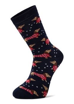 Marie Lund Damskie skarpetki z cienkiej dzianiny Kobiety granatowy wzorzysty ze sklepu vangraaf w kategorii Skarpetki damskie - zdjęcie 187491772