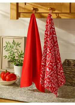 Sinsay - Ścierki kuchenne ze świątecznym motywem 2 pack - czerwony ze sklepu Sinsay w kategorii Fartuchy kuchenne - zdjęcie 187493760