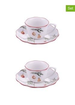 Villa d´Este Filiżanki (2 szt.) w kolorze biało-zielono-czerwonym do kawy - 100 ml ze sklepu Limango Polska w kategorii Dzbanki i zaparzacze - zdjęcie 187494154