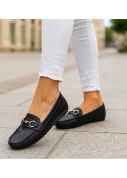 Wsuwane czarne baleriny lordsy z ozdobą /H2 18471 W7-38/ ze sklepu Pantofelek24.pl w kategorii Lordsy damskie - zdjęcie 187494733