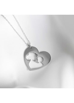 Naszyjnik duże srebrne serce mama dziecko stal chirurgiczna ze sklepu otien.com w kategorii Naszyjniki - zdjęcie 187495434