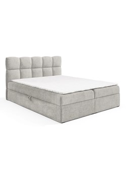 Jasnoszare tapicerowane łóżko kontynentalne 5 rozmiarów - Massilo ze sklepu Edinos.pl w kategorii Łóżka i materace - zdjęcie 187496312