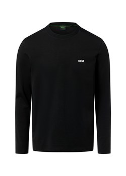 BOSS Green Męska koszula z długim rękawem Mężczyźni Bawełna czarny jednolity ze sklepu vangraaf w kategorii T-shirty męskie - zdjęcie 187496411