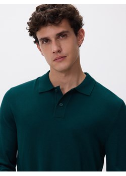 Reserved - Wiskozowy sweter polo - ciemnozielony ze sklepu Reserved w kategorii Swetry męskie - zdjęcie 187496550