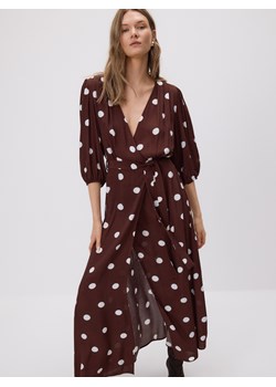 Reserved - Sukienka maxi w groszki - brązowy ze sklepu Reserved w kategorii Sukienki - zdjęcie 187496653