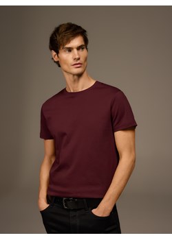 Reserved - T-shirt slim z bawełny merceryzowanej - bordowy ze sklepu Reserved w kategorii T-shirty męskie - zdjęcie 187496931