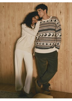 Reserved - Dzianinowe spodnie - kremowy ze sklepu Reserved w kategorii Spodnie damskie - zdjęcie 187497110