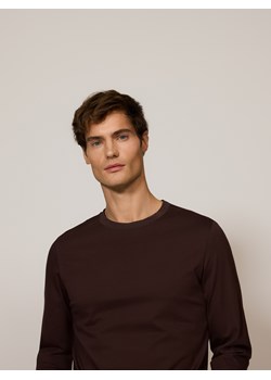 Reserved - Longsleeve regular z przeszyciami - ciemnobrązowy ze sklepu Reserved w kategorii T-shirty męskie - zdjęcie 187497220